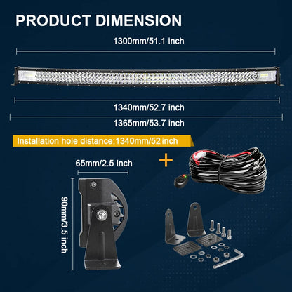 50" and 52" Curved LED Light bar for Jeeps and Trucks