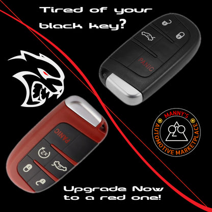 Red Key Fob for Dodge Charger, Challenger, 300, and Jeep Cherokee | RT | SRT | Hemi | ScatPack | Hellcat |(Remote & Uncut Key Only)