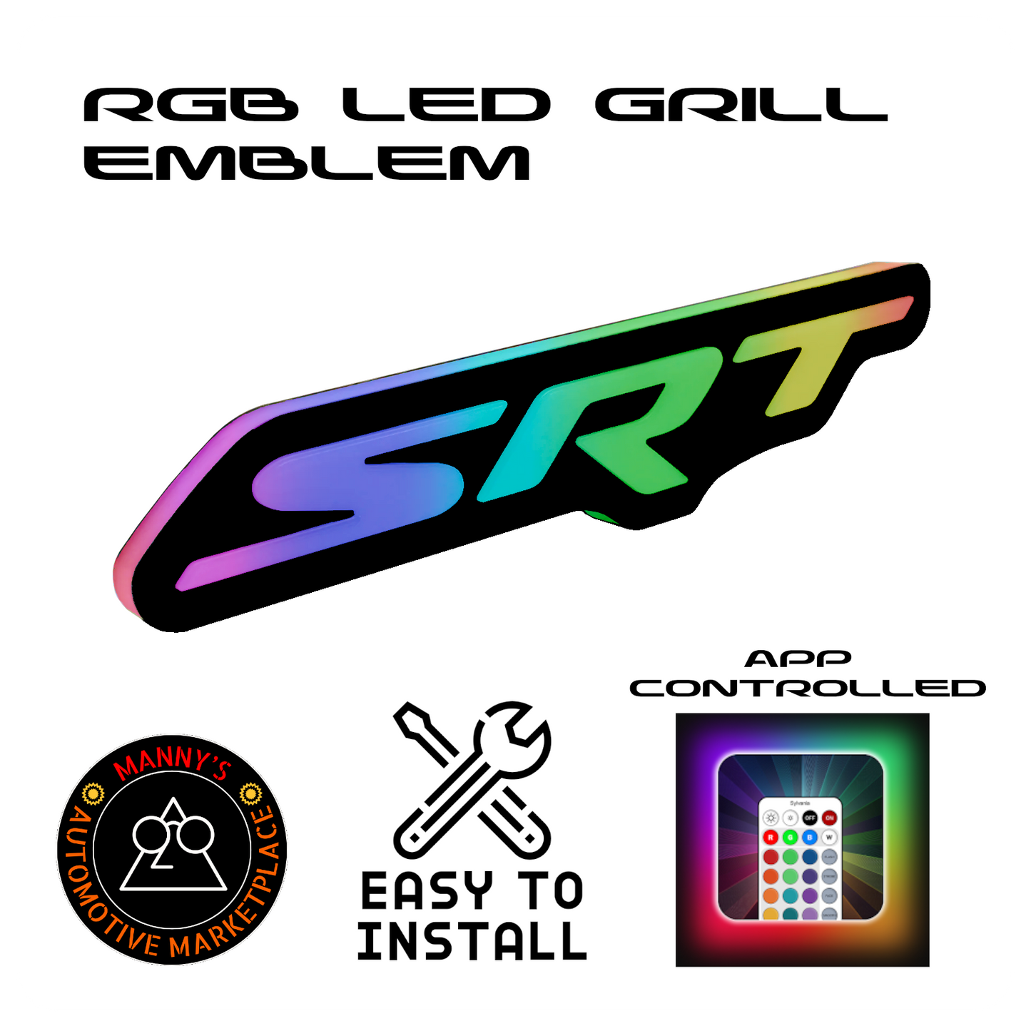 SRT Style RGB LED Grill Emblem for Dodge and Jeep Vehicles