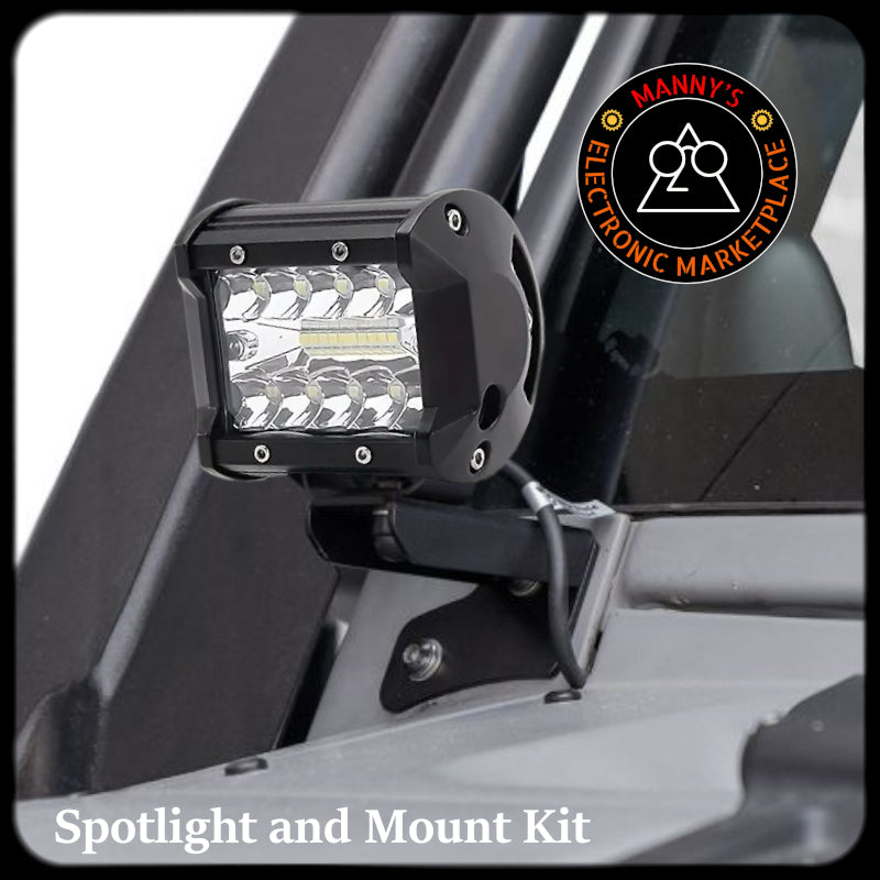 2x Hood Mounting Brackets and Spotlights for Jeep Wrangler JK (207-2017)