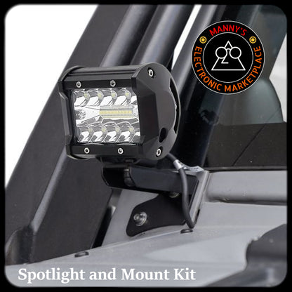 2x Hood Mounting Brackets and Spotlights for Jeep Wrangler JK (207-2017)