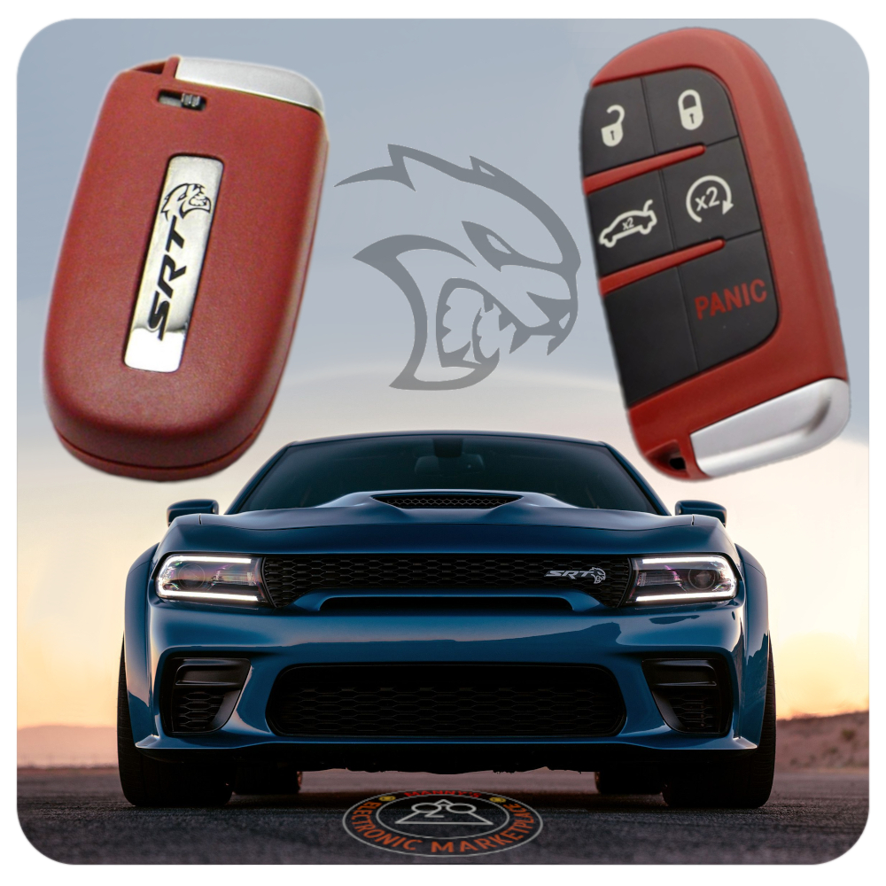 Red Key Fob for Dodge Charger, Challenger, 300, and Jeep Cherokee | RT | SRT | Hemi | ScatPack | Hellcat |(Remote & Uncut Key Only)