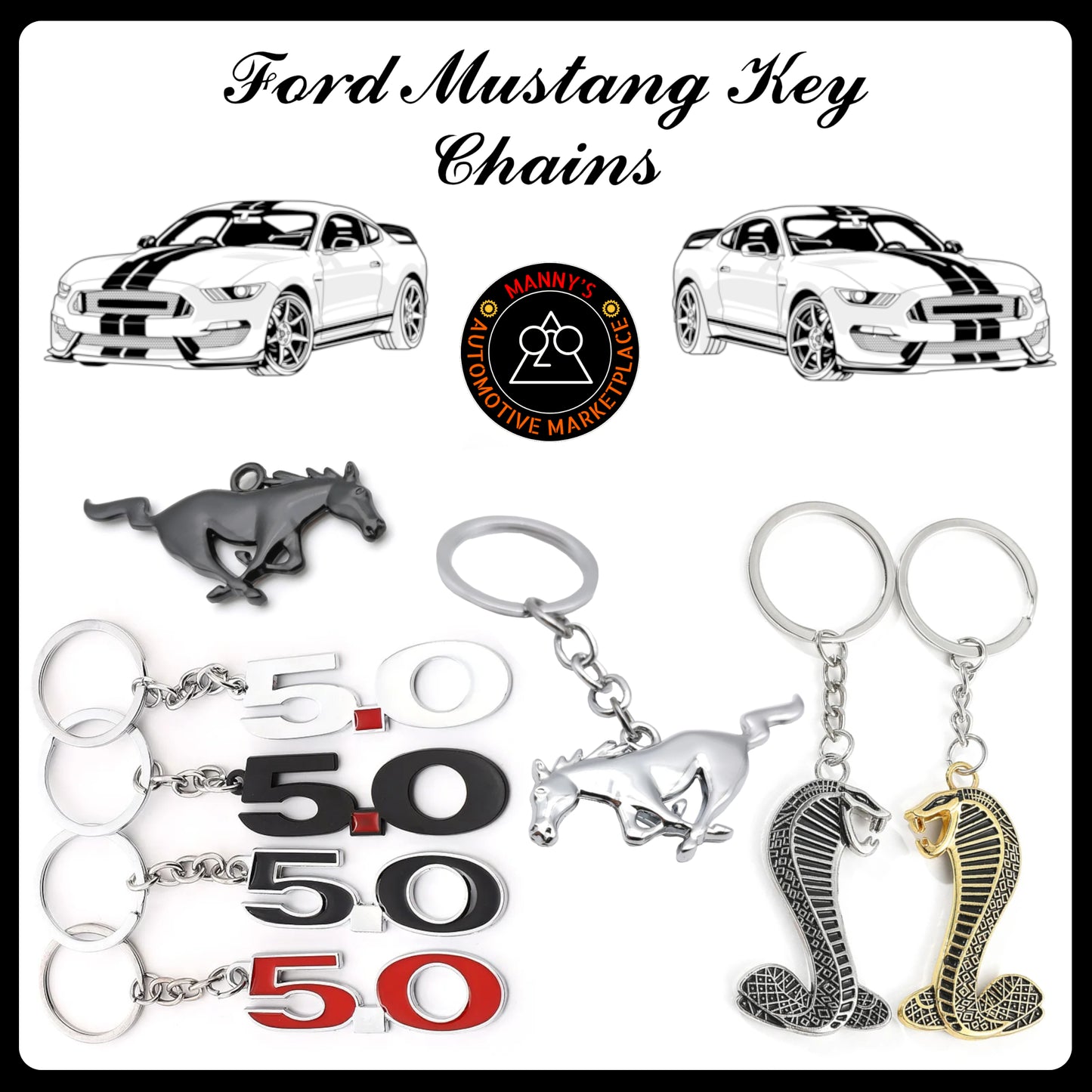 Keychains for Ford Mustang's - 5.0 | Shelby | Mustang Logo