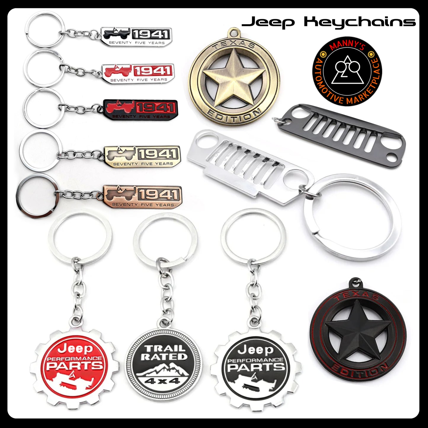 Keychains for Jeep Vehicles - Jeep Wrangler Grille and Logos