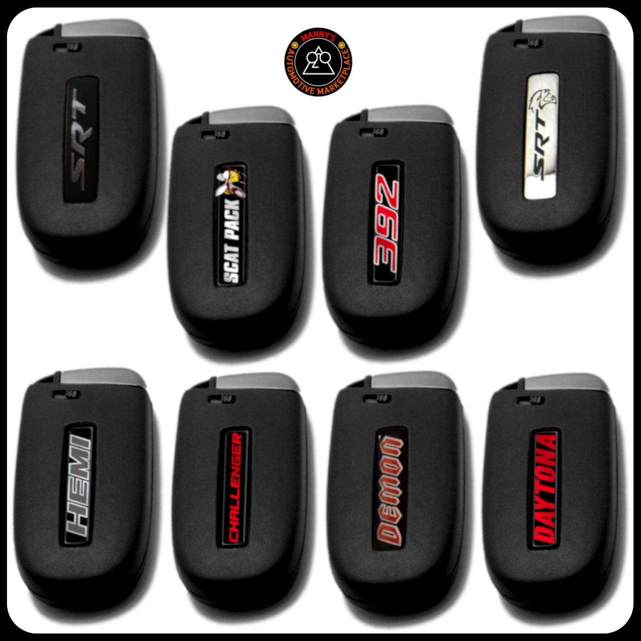 Black Key Fob for Dodge Charger, Challenger, 300, and Jeep Cherokee | RT | SRT | Hemi | ScatPack | Hellcat |(Remote & Uncut Key Only)