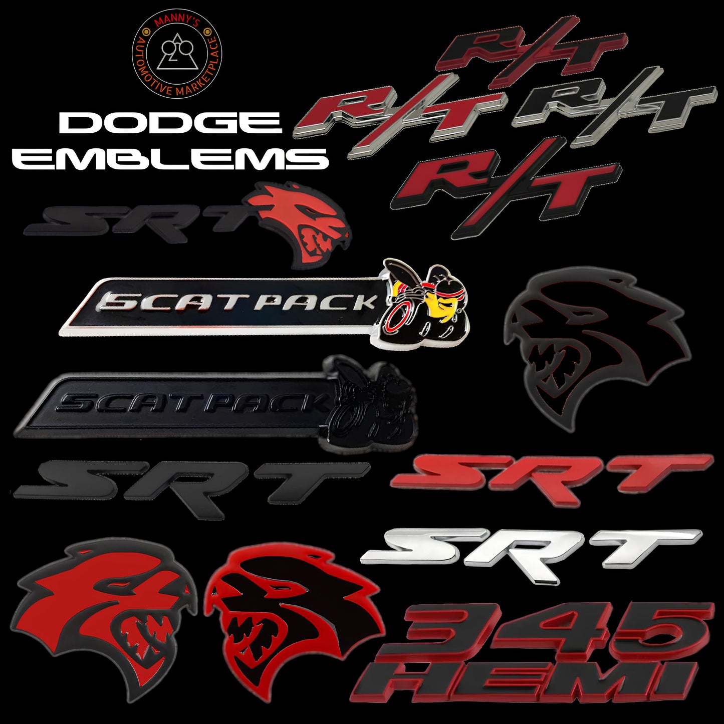 Emblems for Dodge Vehicles - R/T | Scat Pack| SRT | Hellcat| Hemi